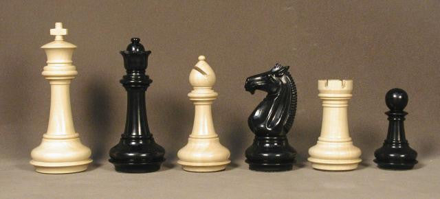 Elegant Ebony And Boxwood Meghdoot Chess Pieces, Triple Weighted, Leather Pads, 4" King