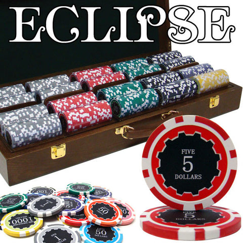 Brybelly PCS-3003WC 500 Ct Custom Breakout Eclipse 14G Poker Chip Set - Walnut