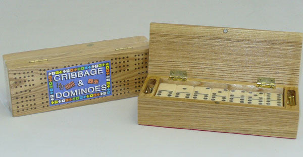 Cribbage Box W/ Double 6 Dominoes