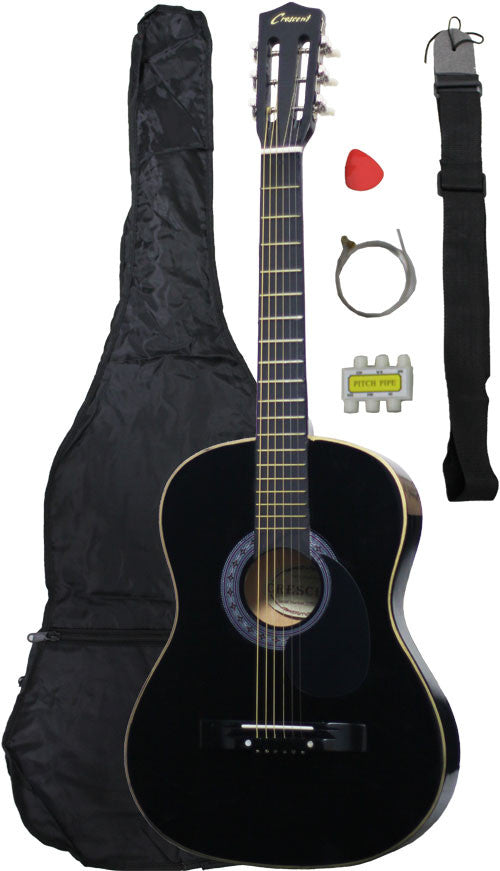 Crescent Direct Mg38-bk 38 Inch Black Beginner Acoustic Guitar