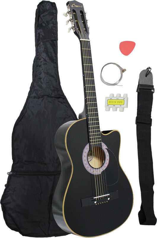 Crescent Direct Mg38-bk-ca 38 Inch Black Cutaway Beginner Acoustic Guitar