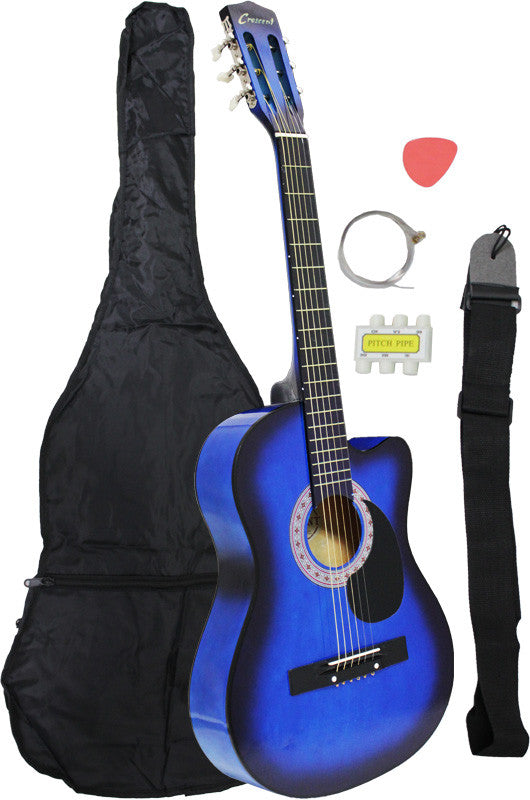 Crescent Direct Mg38-bu-ca 38 Inch Blue Cutaway Beginner Acoustic Guitar