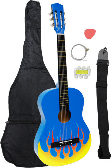 Crescent Direct Mg38-bu-fl 38 Inch Blue Flame Beginner Acoustic Guitar