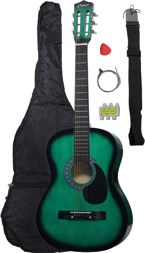 Crescent Direct Mg38-gr-ca 38 Inch Green Cutaway Beginner Acoustic Guitar