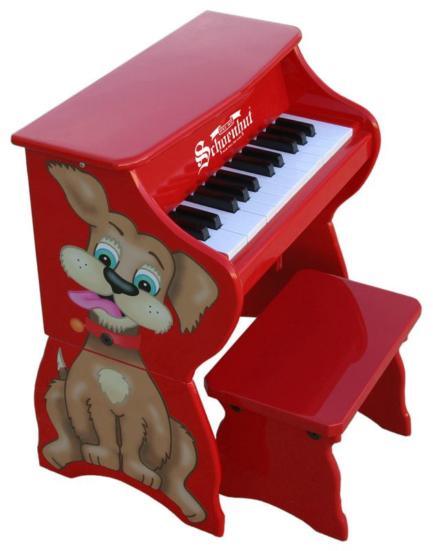 Schoenhut 25 Key Dog Piano W/ Bench - Red 9258d