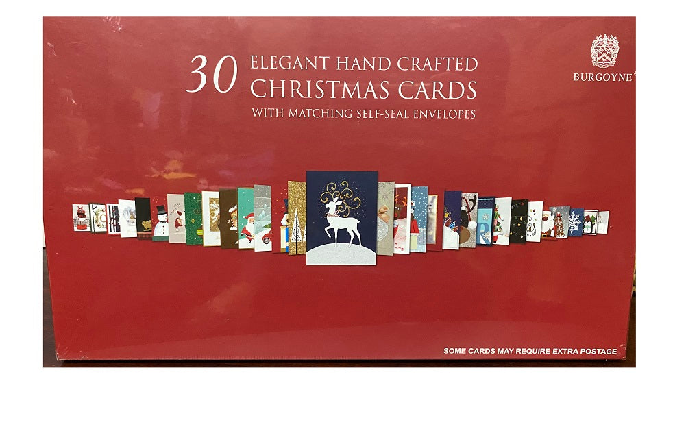 Burgoyne 30 Elegant Hand Crafted Christmas Cards with Matching SelfSe