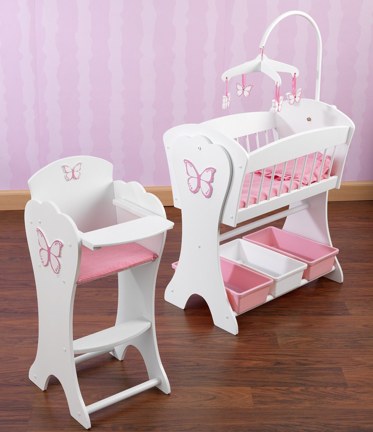 doll crib high chair set