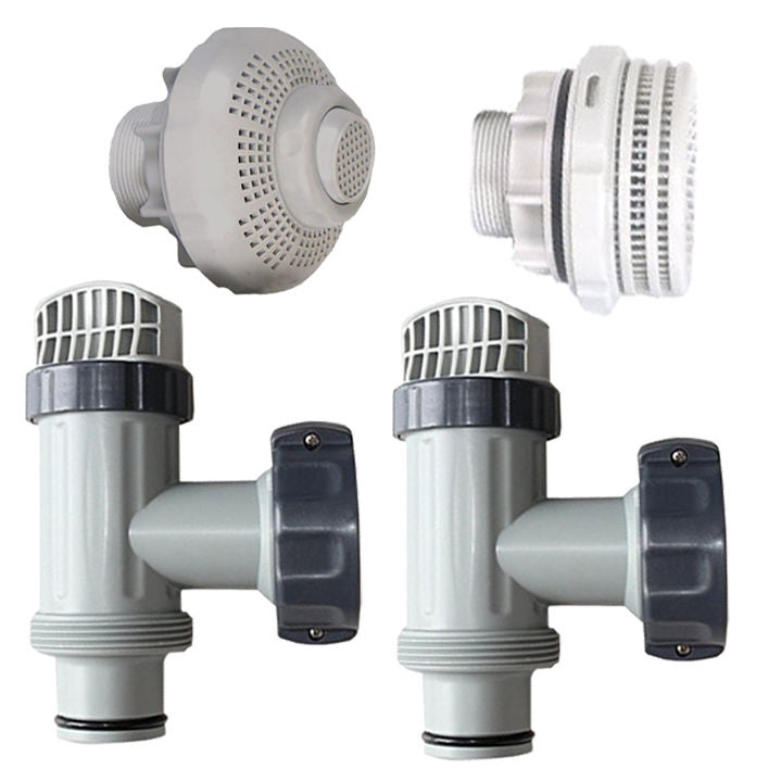 Intex 1.5 Inch Above Ground Pool Inlet & Outlet Strainer Fittings Set ...