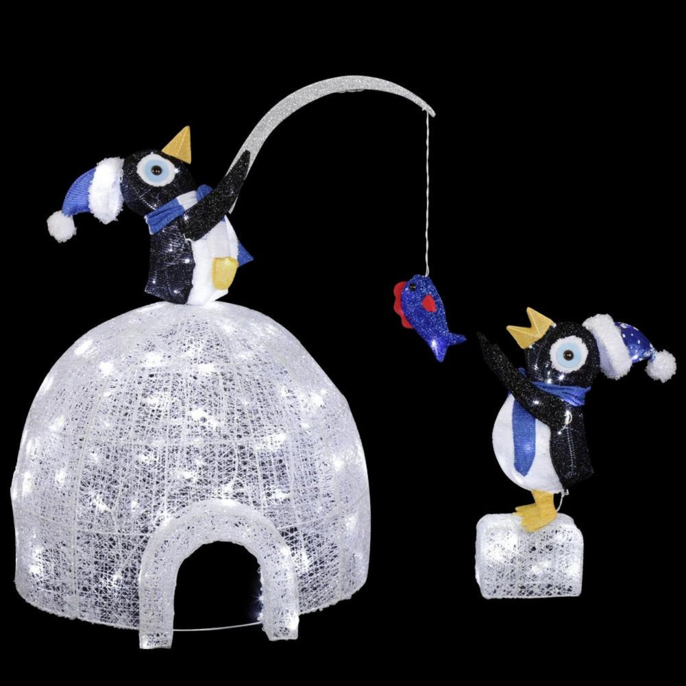 Home Accents Holiday 4' LED Lighted Tinsel & Acrylic Igloo with Fishin