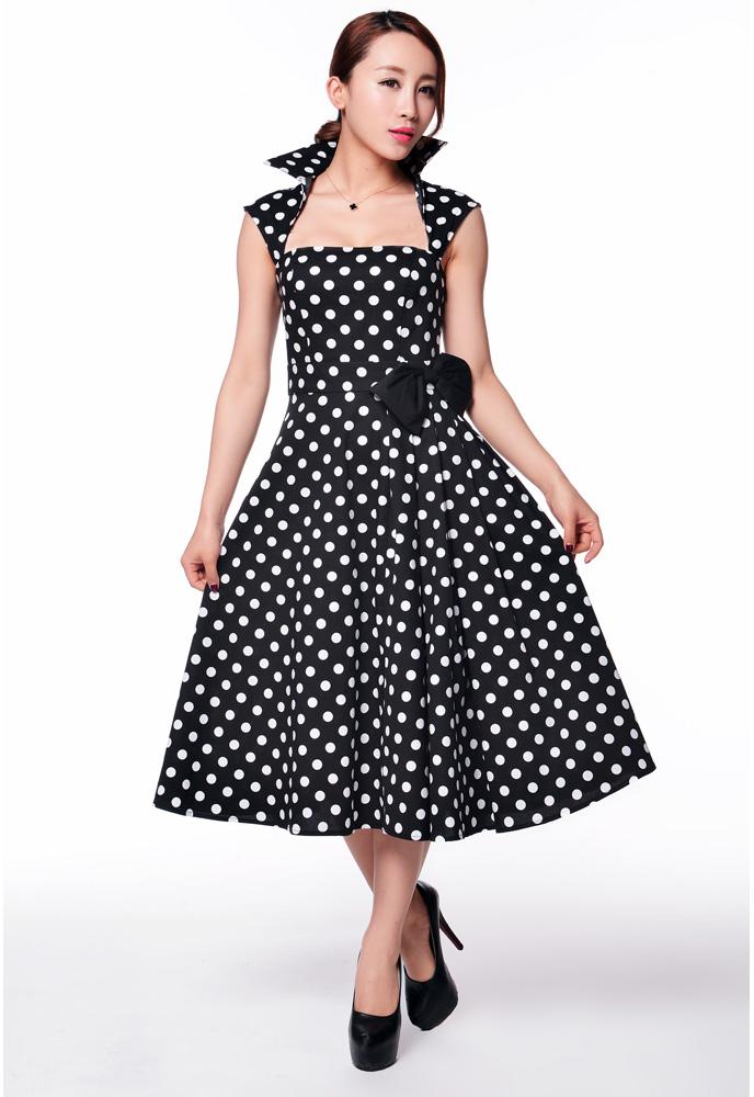 Polka Dot Bow Pleat Dress – Mode Mundo