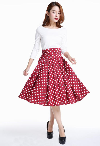 Polka Dot Retro Ruched 50s Skirt – Mode Mundo