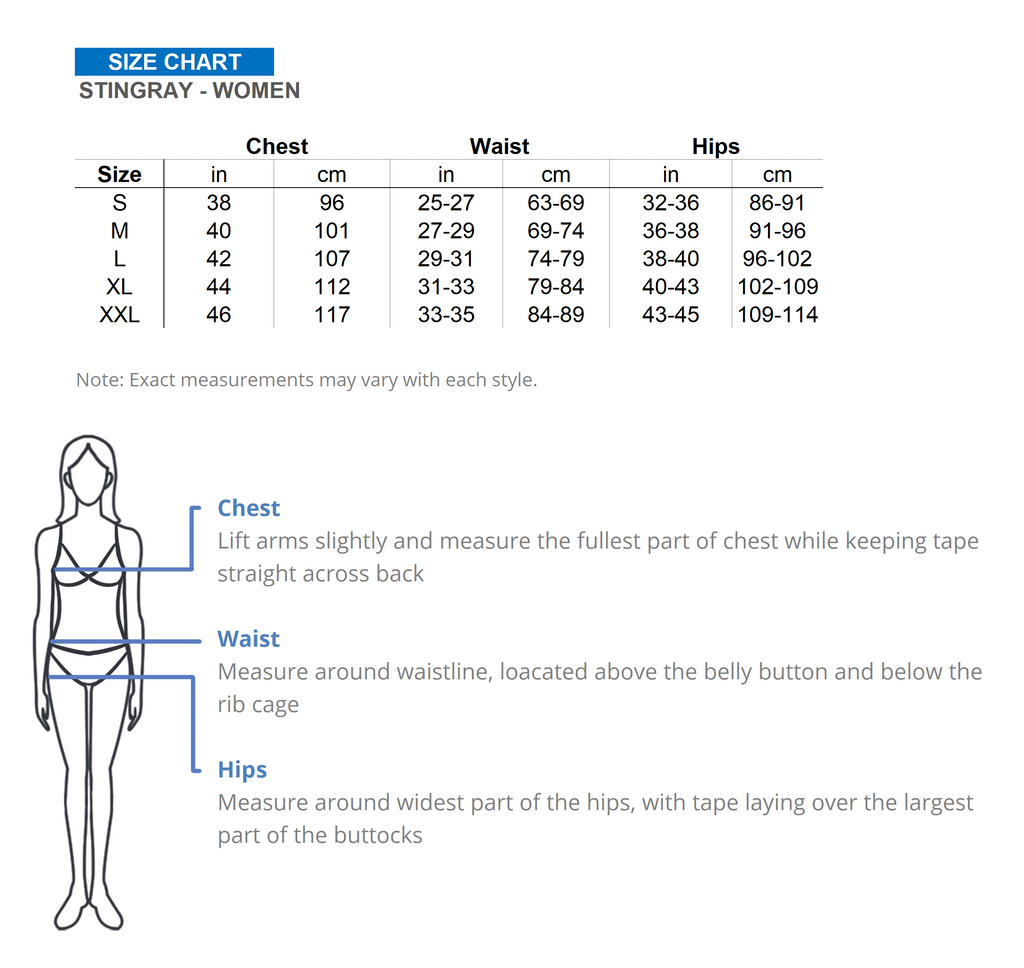 Stingray Size Chart– Ocean Paradise