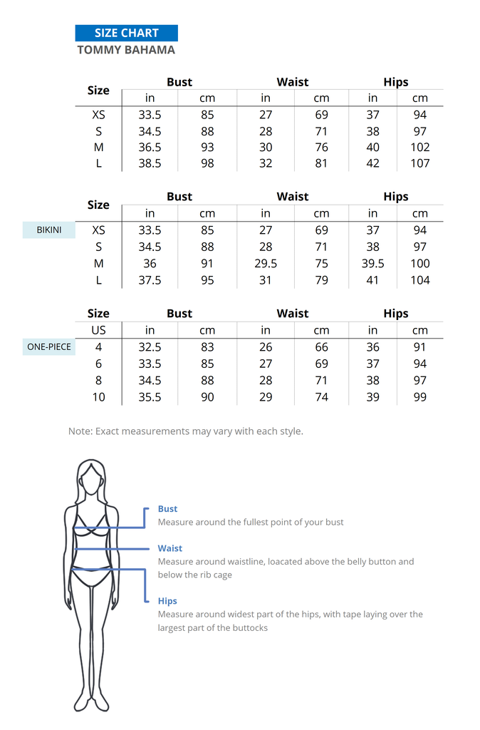 Praver Swimwear Size Chart