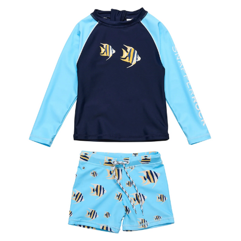 Snapper Rock Angel Fish Long Sleeve Baby Set B52018 - Blue