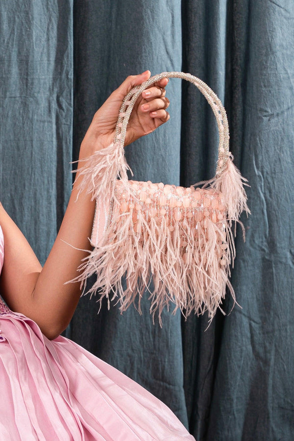 PEACHY PINK OSTRICH FEATHER BAG