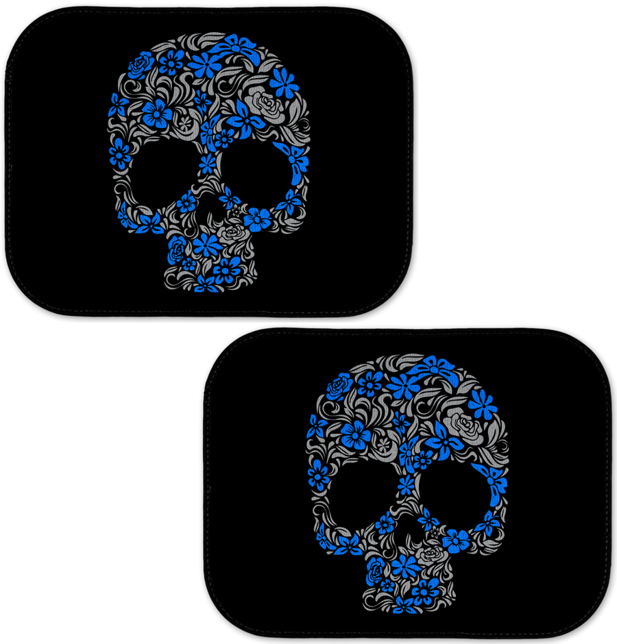 Floral Skull Car / Vehicle Mats - Electric Blue On – Sugar Culture
