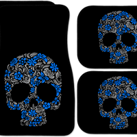 spørgeskema fabrik Sidelæns Floral Skull Car / Vehicle Floor Mats - Electric Blue On Black – Sugar  Skull Culture