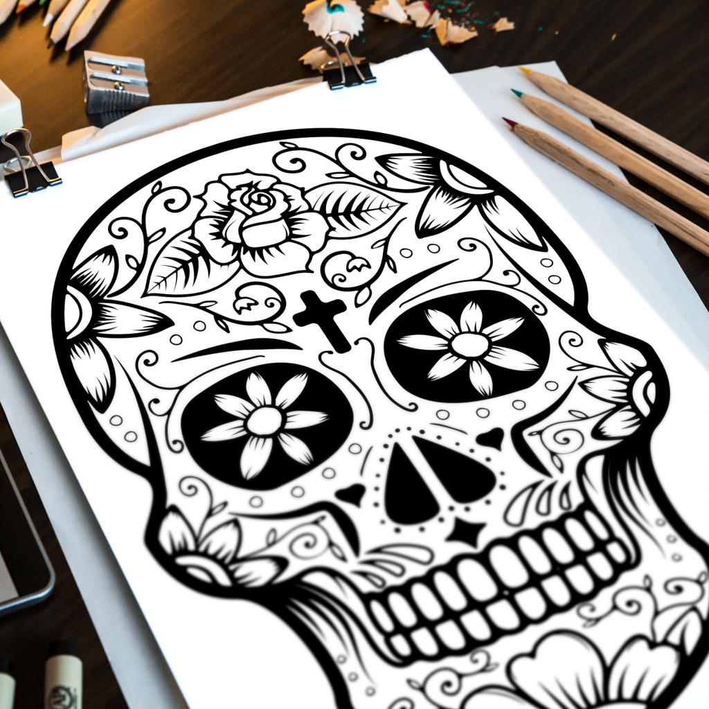 Download INSTANT DOWNLOAD - Sugar Skull Coloring-In Page - Sugar ...