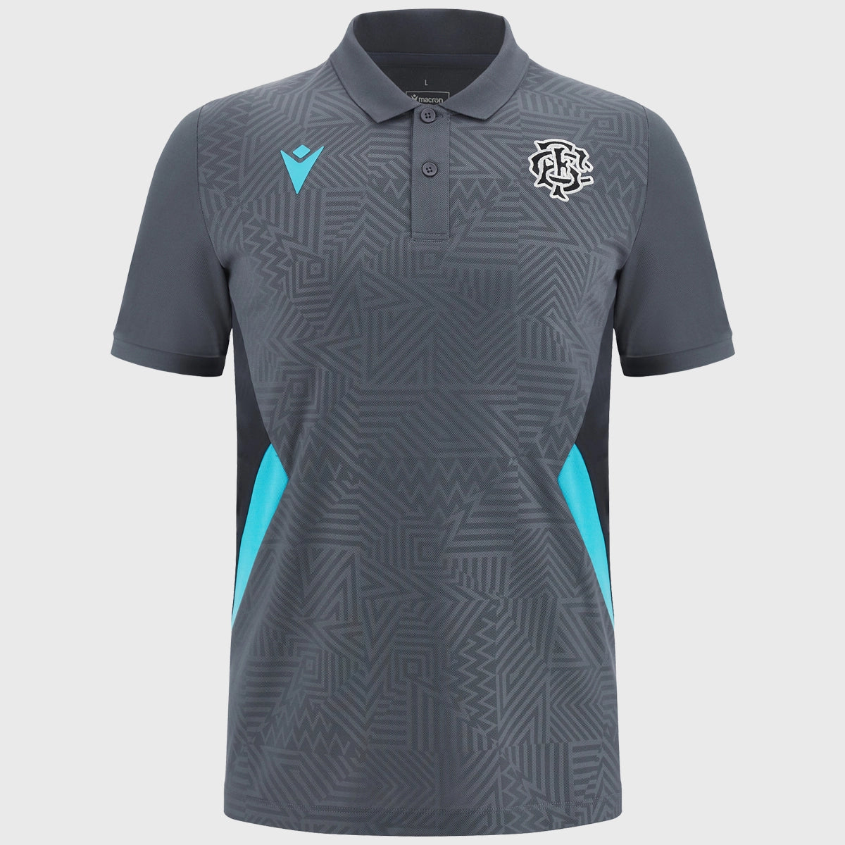 Macron Barbarians Rugby Poly Polo Shirt Anthracite/Sky