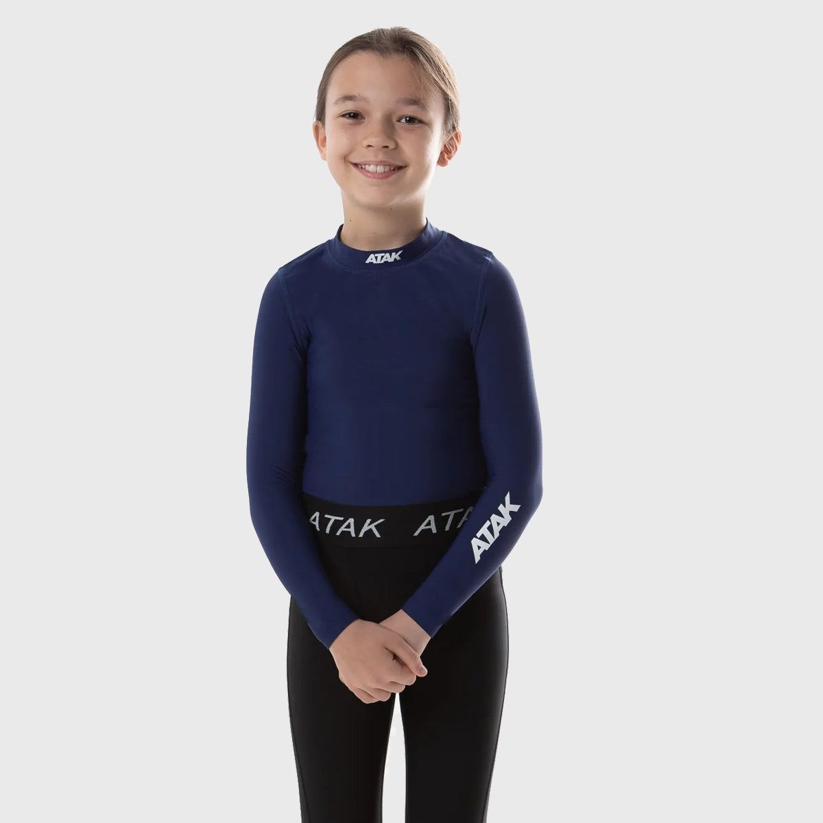 Atak Sports Kid's Long Sleeve Compression Top Navy