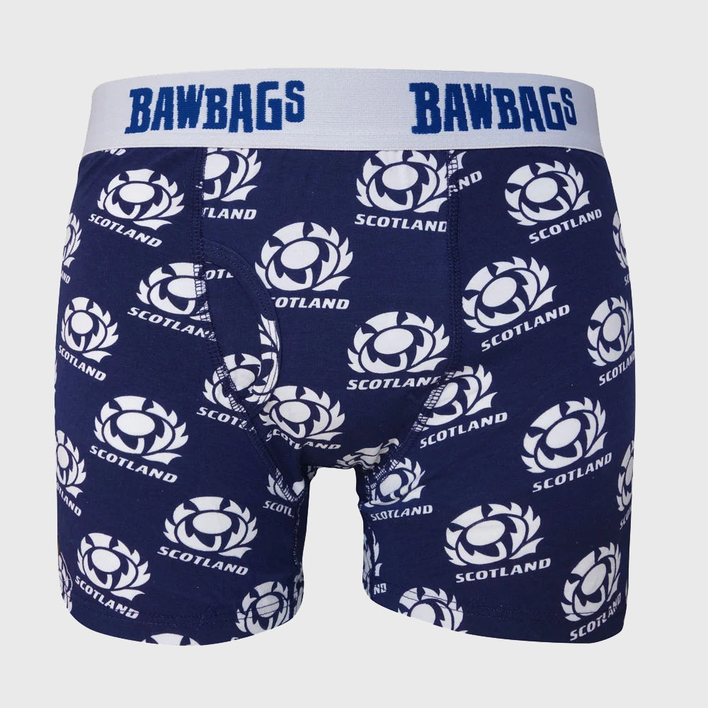 Bawbags Scotland Rugby Logo Boxer Shorts Navy/White