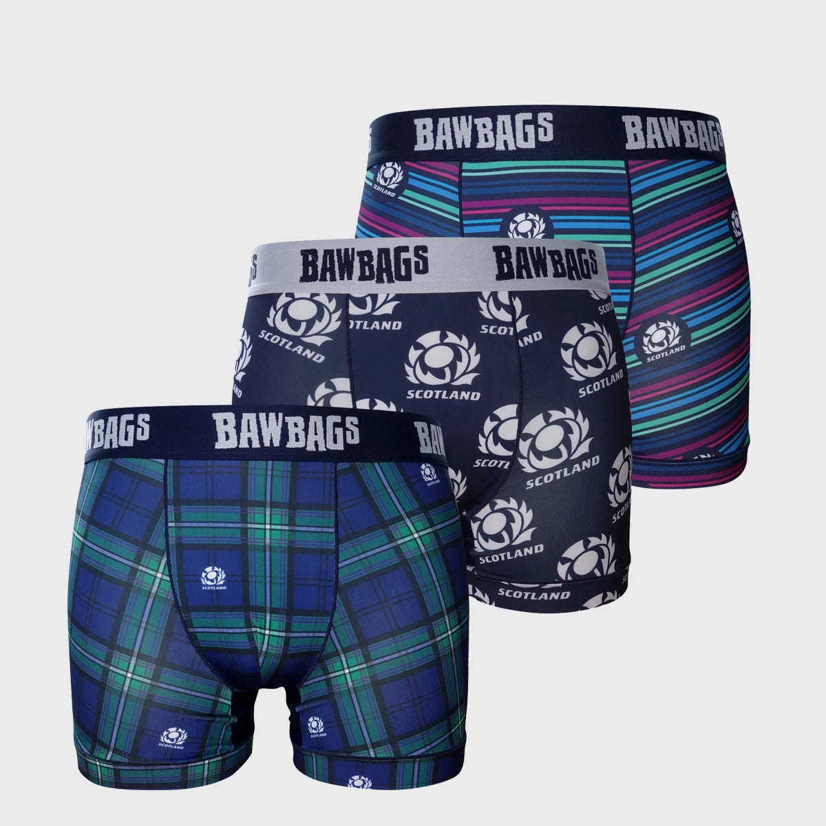 Bawbags Scotland Rugby 3-Pack Cool De Sacs Technical Boxer Shorts