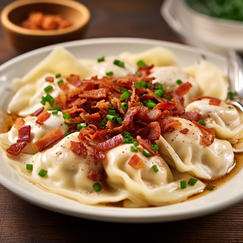 Pierogi with Caramelized Onions and Bacon