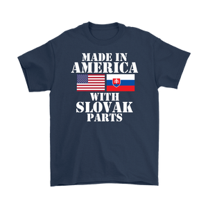 Made In America With Slovak Parts T-Shirt - Gildan Mens T-Shirt / Navy / S - Polish Shirt Store