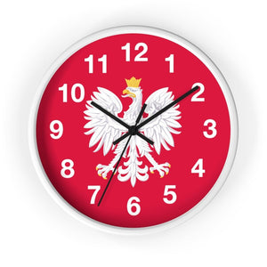 Polish Eagle Wall Clock - 10 in / White / Black - Polish Shirt Store