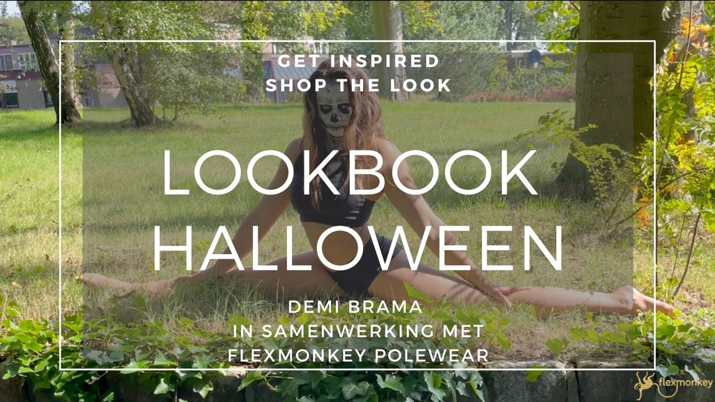 Lookbook Flexmonkey polewear Halloween 2021 Demi Brama polesport athlete in split