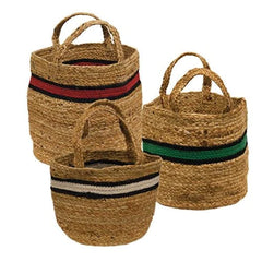 Set of 3 Bold Striped Jute Baskets