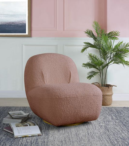 Cozy Coral Pink Cove Accent Swivel Chair