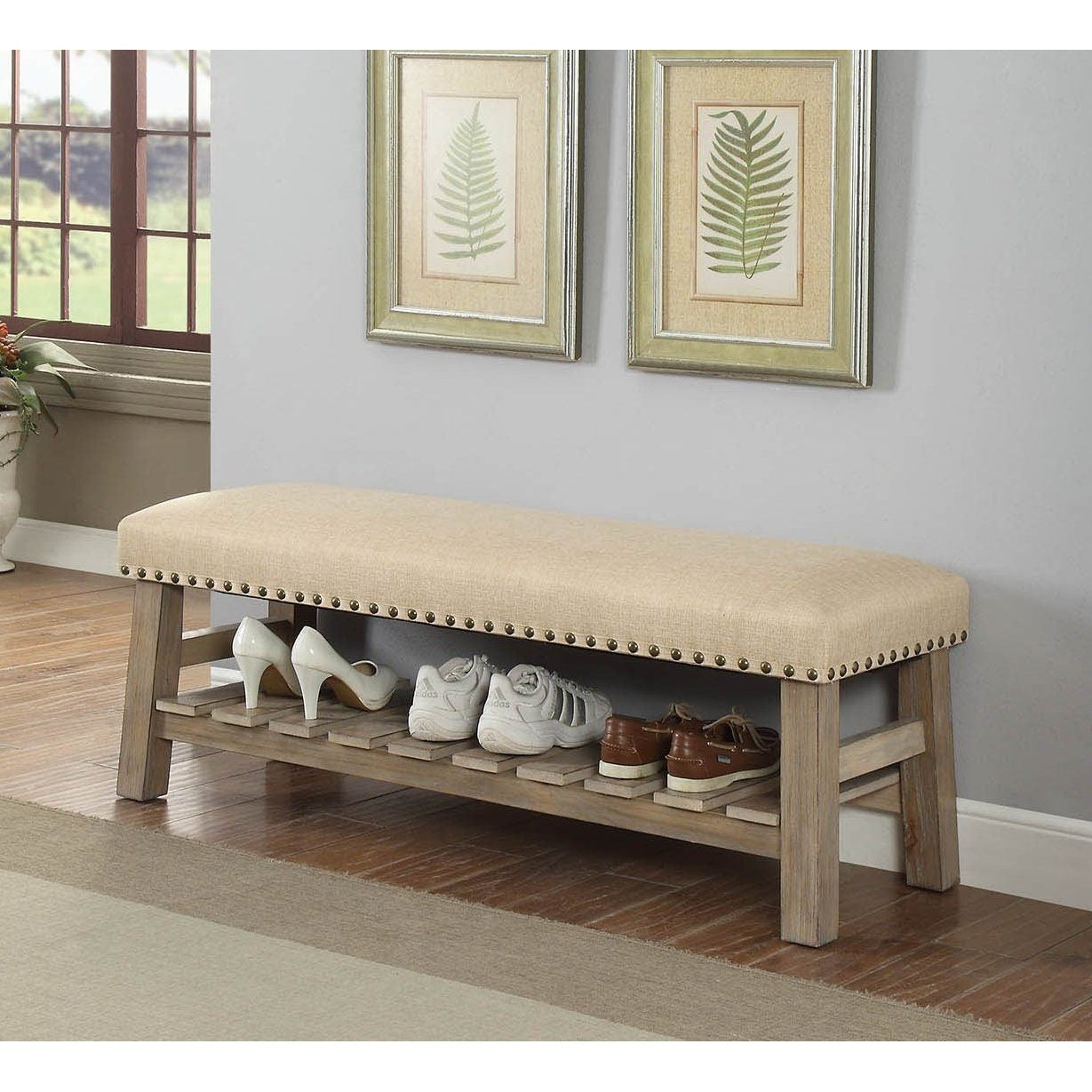 Nail Head Upholstered Accent Bench – Adley & Company