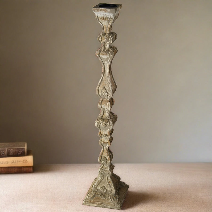 5 Foot Tall Carved Wood Candle Holder – Adley & Company