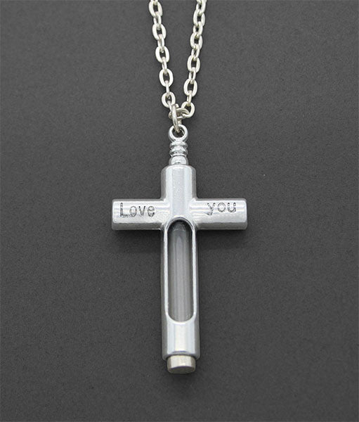 black cross urn necklace for Ashes 925 Sterling Silver Religious Cross