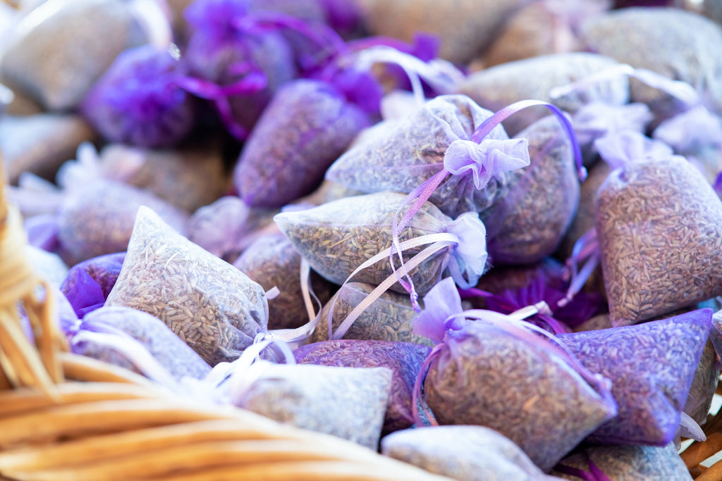 Basket of lavender sachets