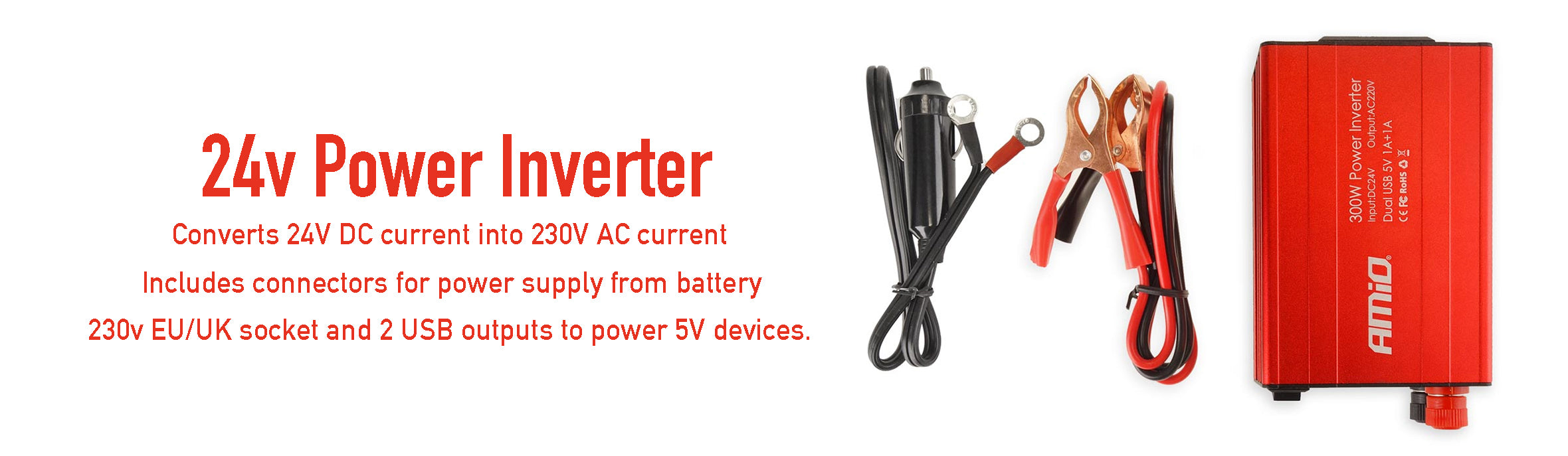 24v power inverter for trucks with uk plug and usb ports