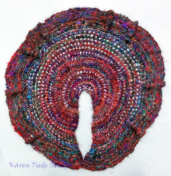 Top view of the completed shawl