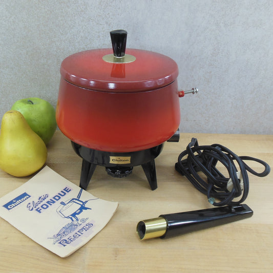 Vintage Oster 1970’s Electric Fondue Pot Set RED Made In The USA Working