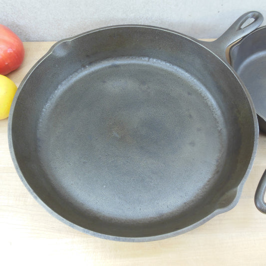 VTG Lodge USA 8 CF 10 1/4 Cast Iron Deep Fryer Skillet W/Lid. 3 Notch  Bottom.