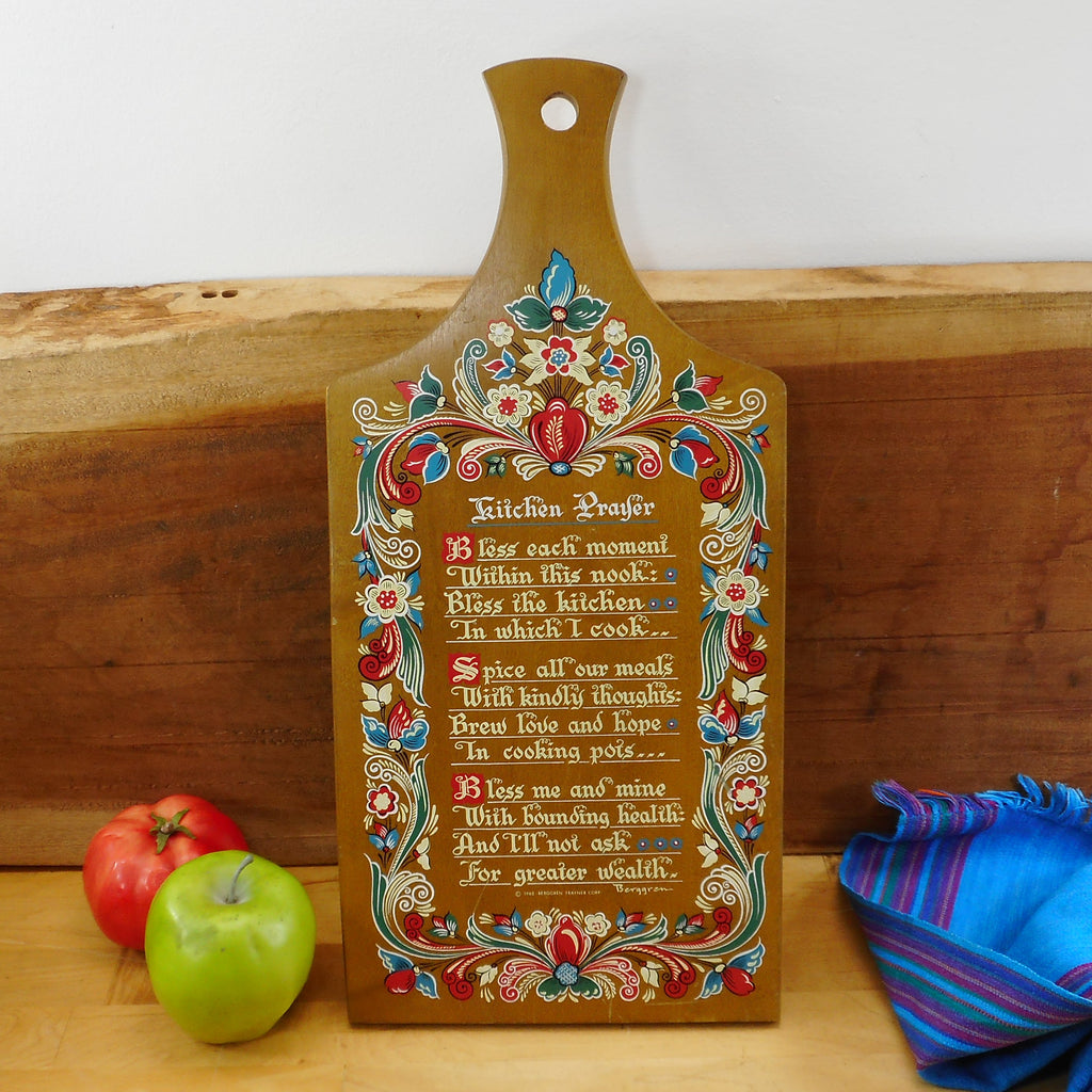 Berggren Usa 1962 Kitchen Prayer Cutting Board Swedish Folk Wall Art Olde Kitchen Home