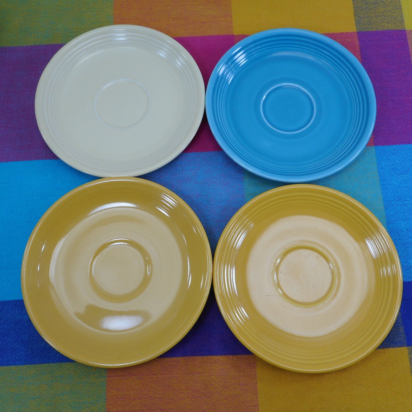 Fiestaware Genuine Vintage Saucer Plates 6-1/8" Turquoise Ivory