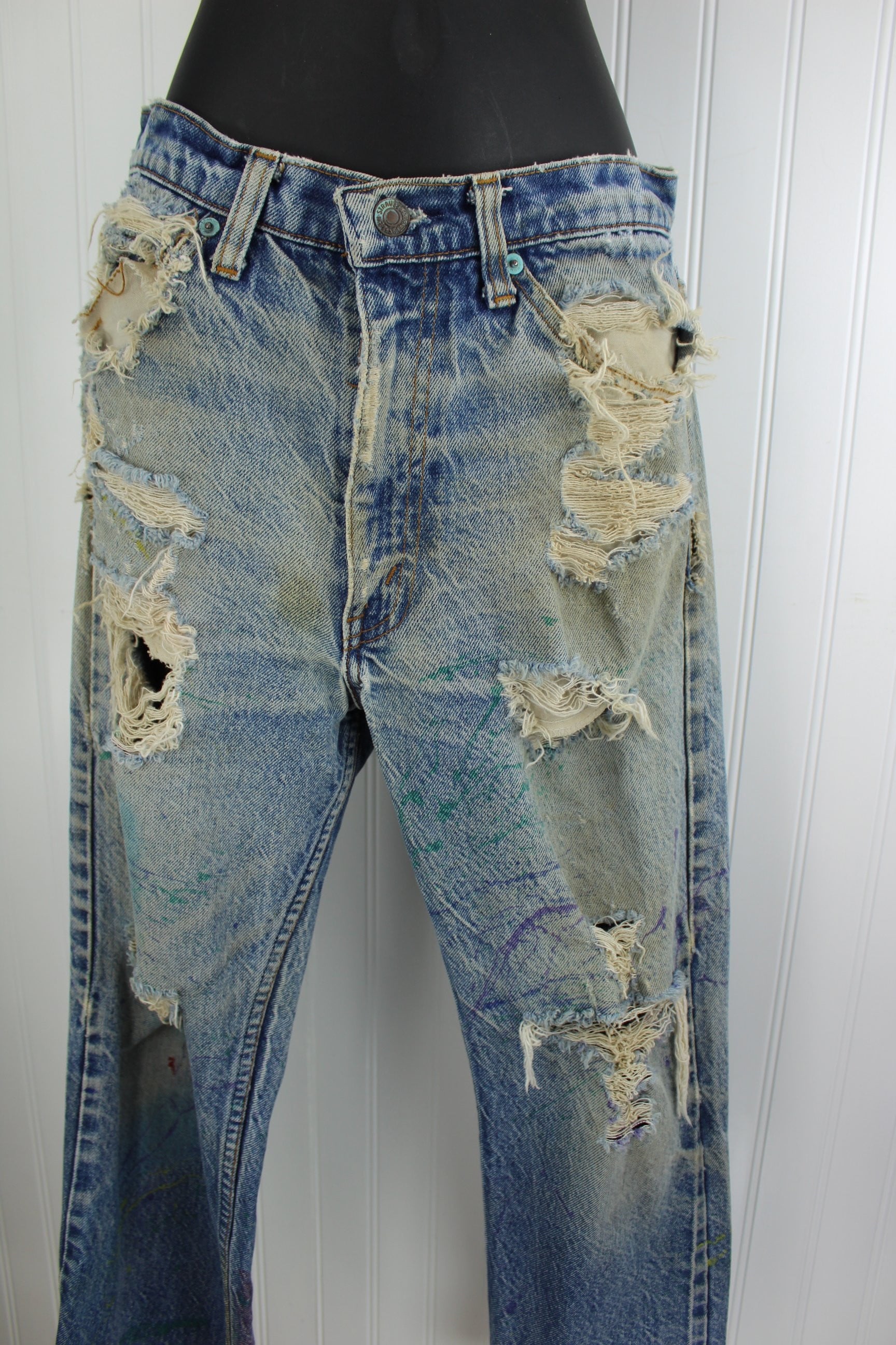Vintage Levi's Skate Boarder Superbly Distressed Painted Jeans Early 1 –  Olde Kitchen & Home