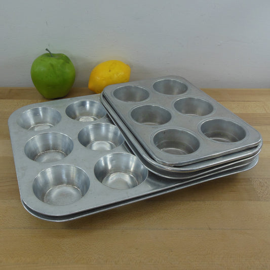 Vintage Mirro Mini Muffin Tin Pan x4 Aluminum 182M Tart Cupcake 12 Holes 2  USA