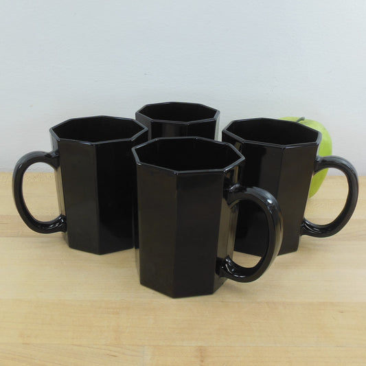 1980s Arcoroc France Octime Black Glass Octagon Coffee Mugs – The House of  Hanover