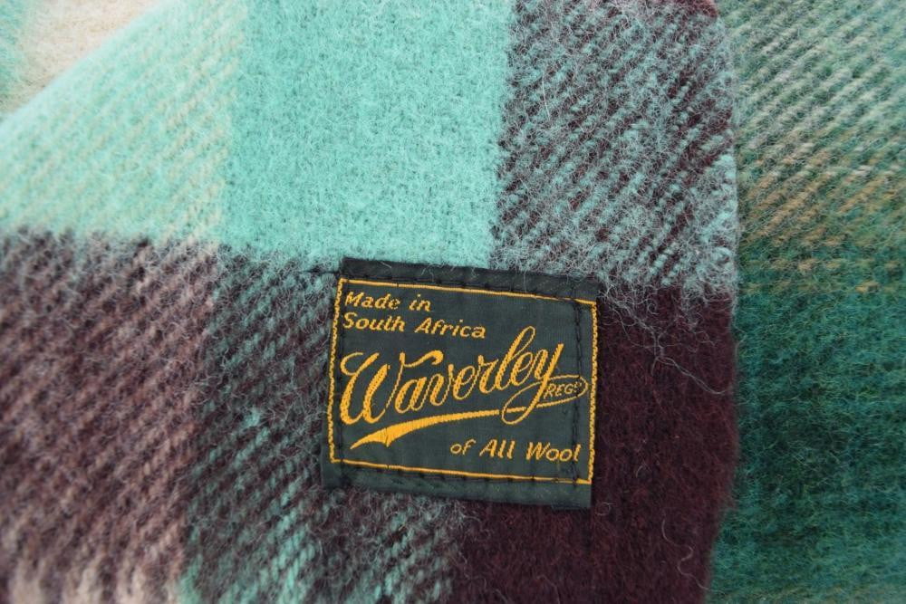 WAVERLEY Vintage Plaid Blanket Large Fringed Throw South Africa Made maker tag