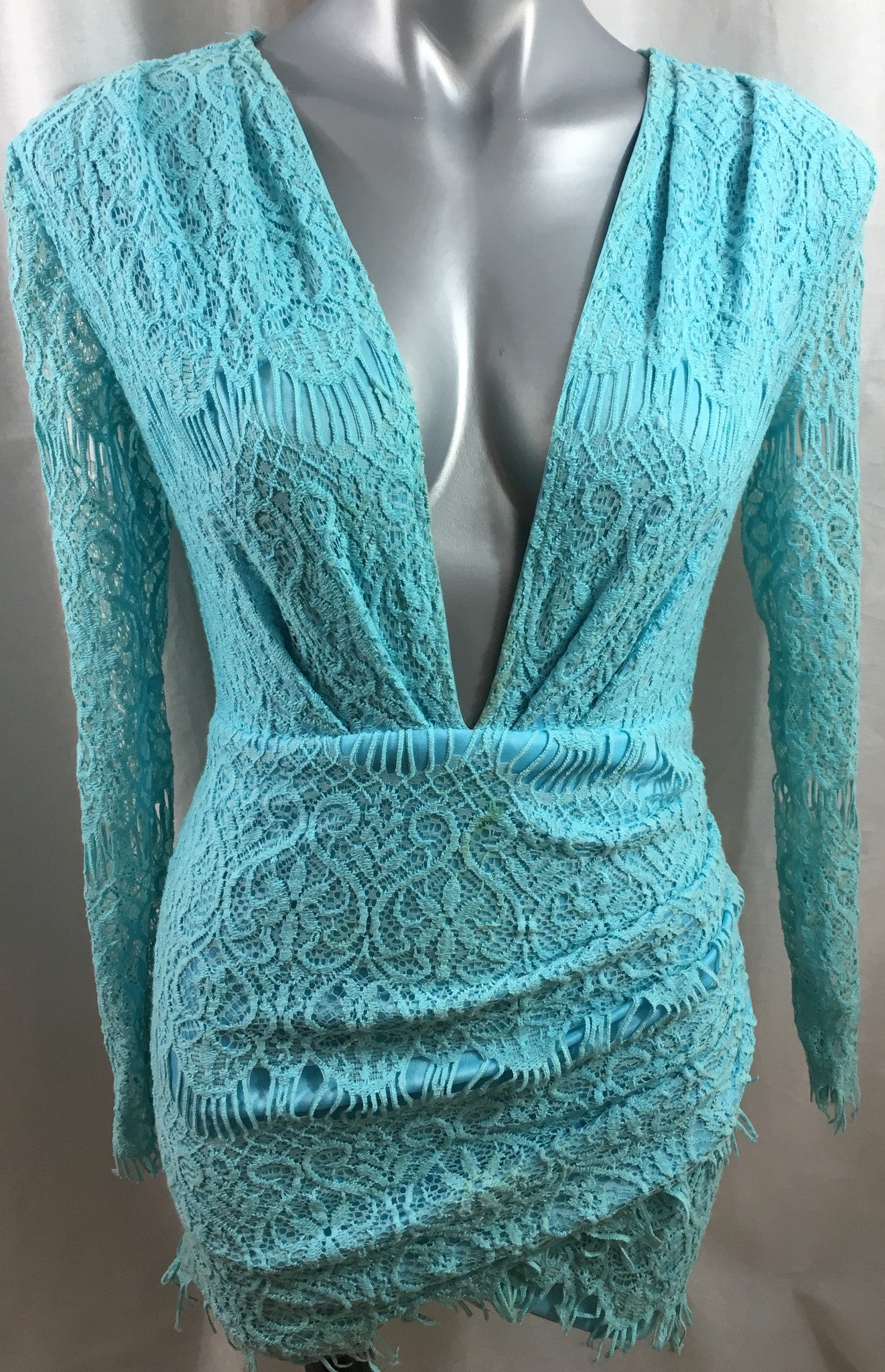 Turqouise Blue Lace Dress Sz M - Star Fashion1