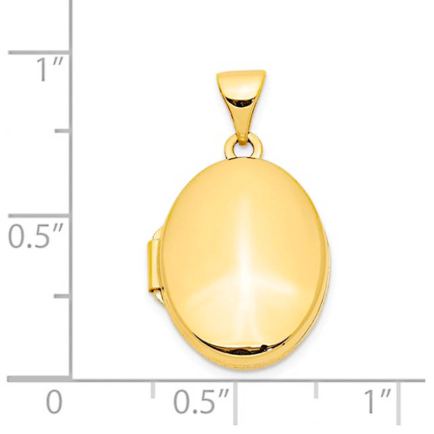 14k Yellow Gold Plain Polished Oval Locket