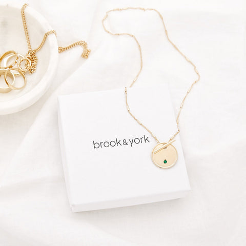 Brook & York Custom Monogram Coin Charm Necklace