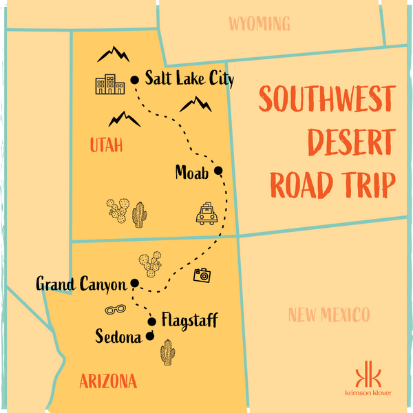 Southwest Desert Road Trip Map